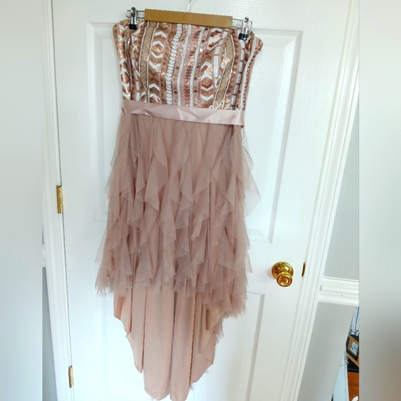 Deb Plus Dress Sequin Asymetrical  Lace Party HOCO Wedding Quince Size 16 - Picture 1 of 11